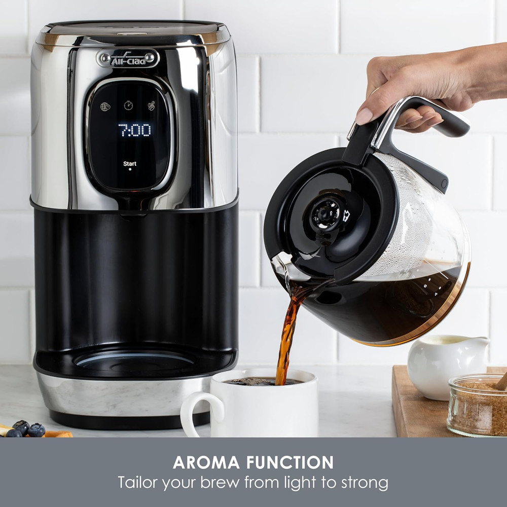 All Clad 8 Cup Coffee Maker Touchscreen Stainless Steel Aroma function NIB