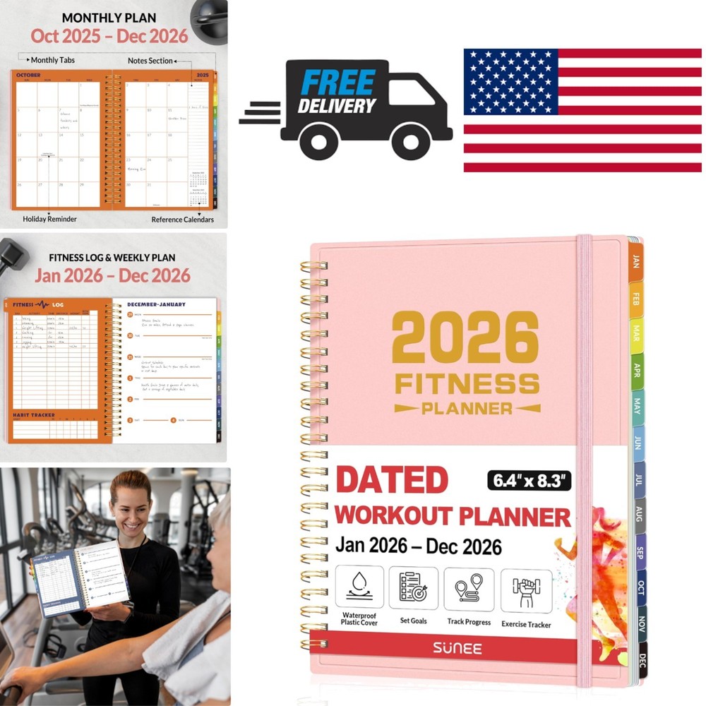 Compact Workout Journal 2026 A5 Size Pink for Logging Exercises and Progress