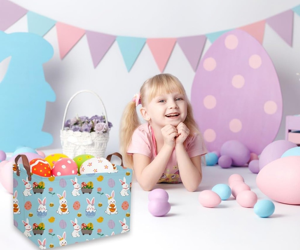 DDBASKET Rectangular Easter Basket Kids Gift Baskets Empty Baby Basket for Bo...