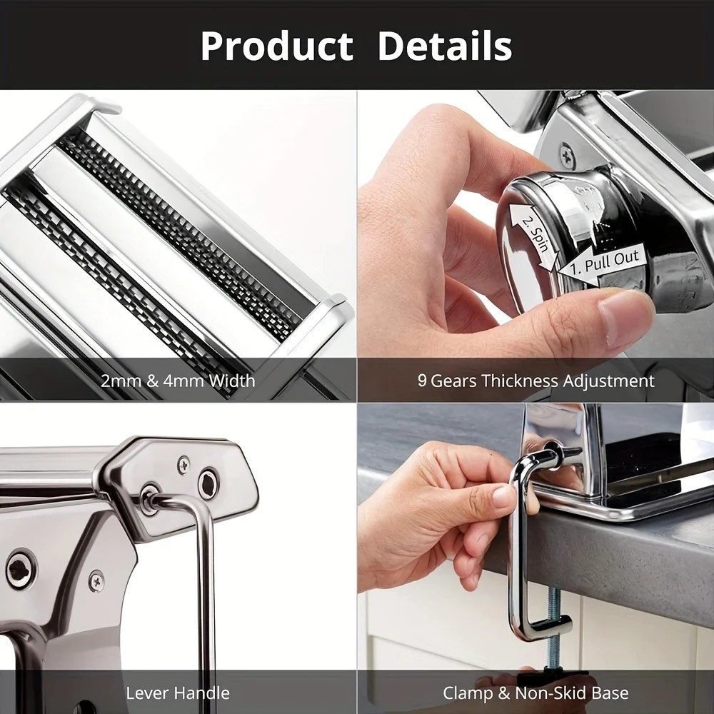 Manual Pasta Maker Machine 7 Thickness Settings.