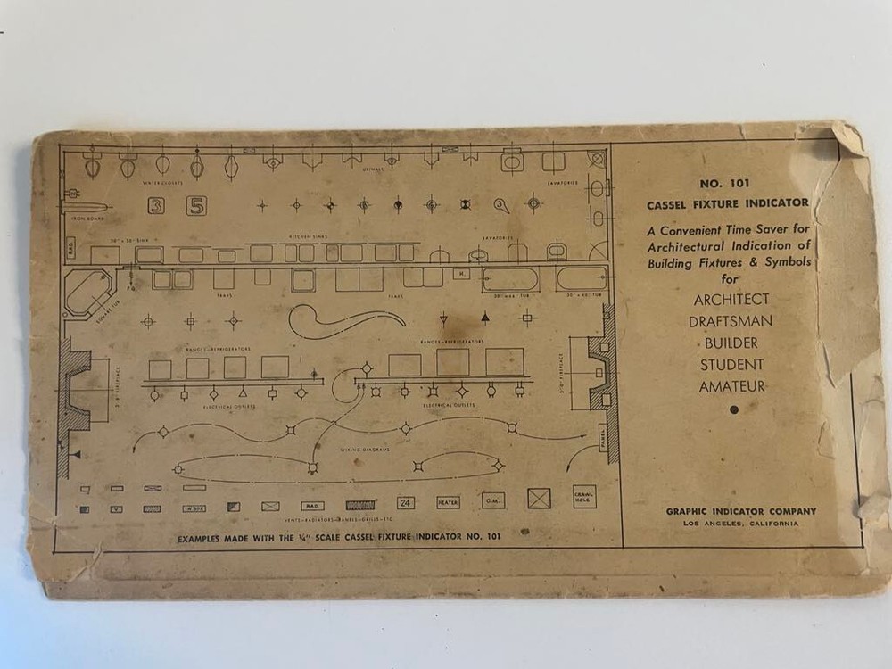 1948 Cassel Fixture Indicator No. 101 1/4" Scale Architectural Drafting