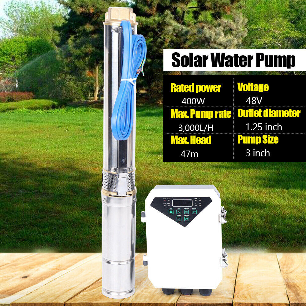 3" DC Solar Water Pump Submersible Deep Bore Well Pump 48V 400W +MPPT Controller