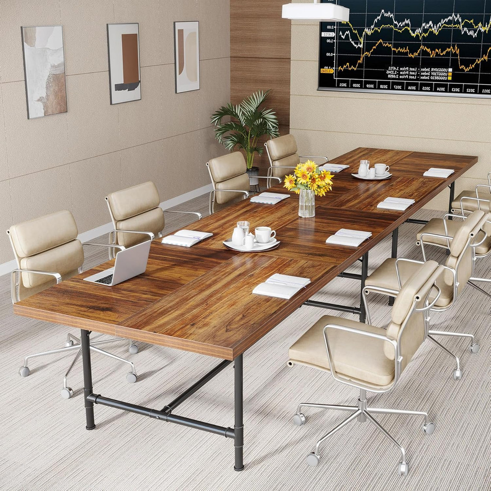 6FT Conference Table, Rustic Rectangle 70.8" W X 35.4" D Meeting Table, Modern S