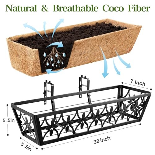 Window Boxes Planters Railing Planter Box - Pack Deck Railing Planter 30 Inch 2