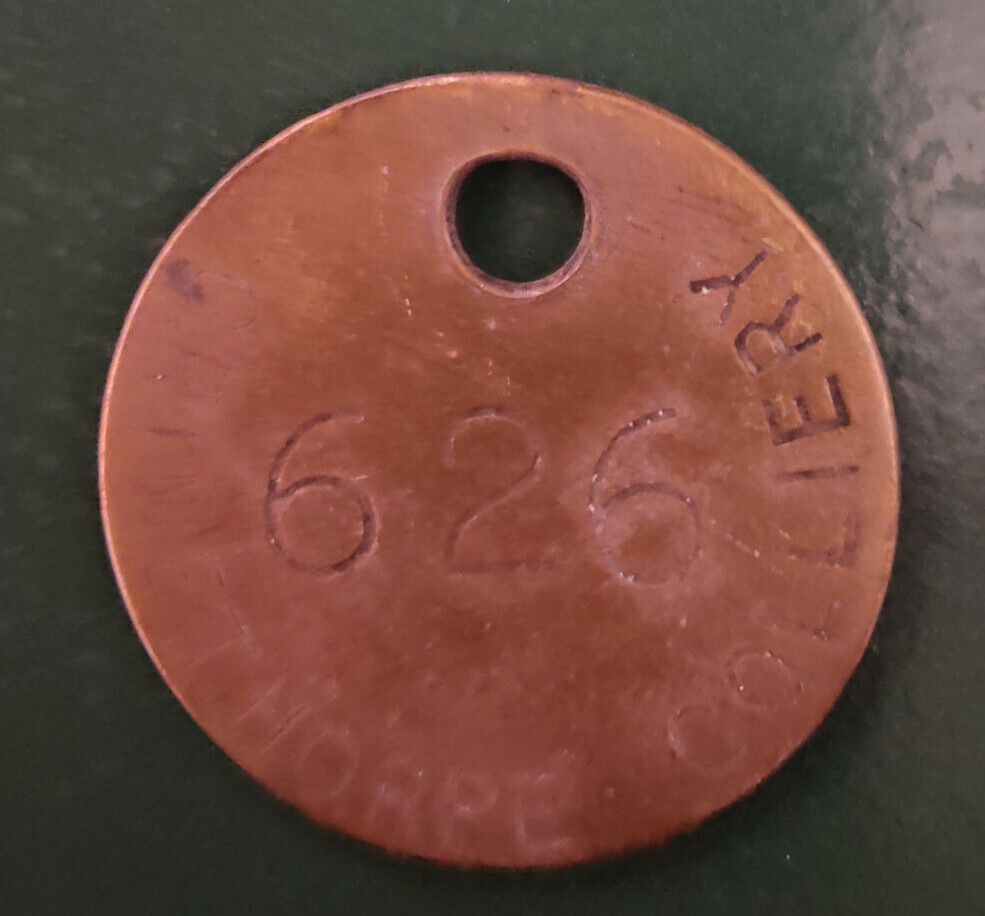 GRIMETHORPE Colliery Pit Check Tally - marked GRIMETHORPE COLLIERY 626