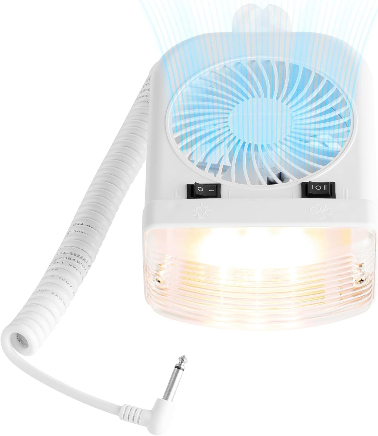 RV Portable 12V LED Cabin Light and 2-Speed Personal Fan Combo - Quiet Motor