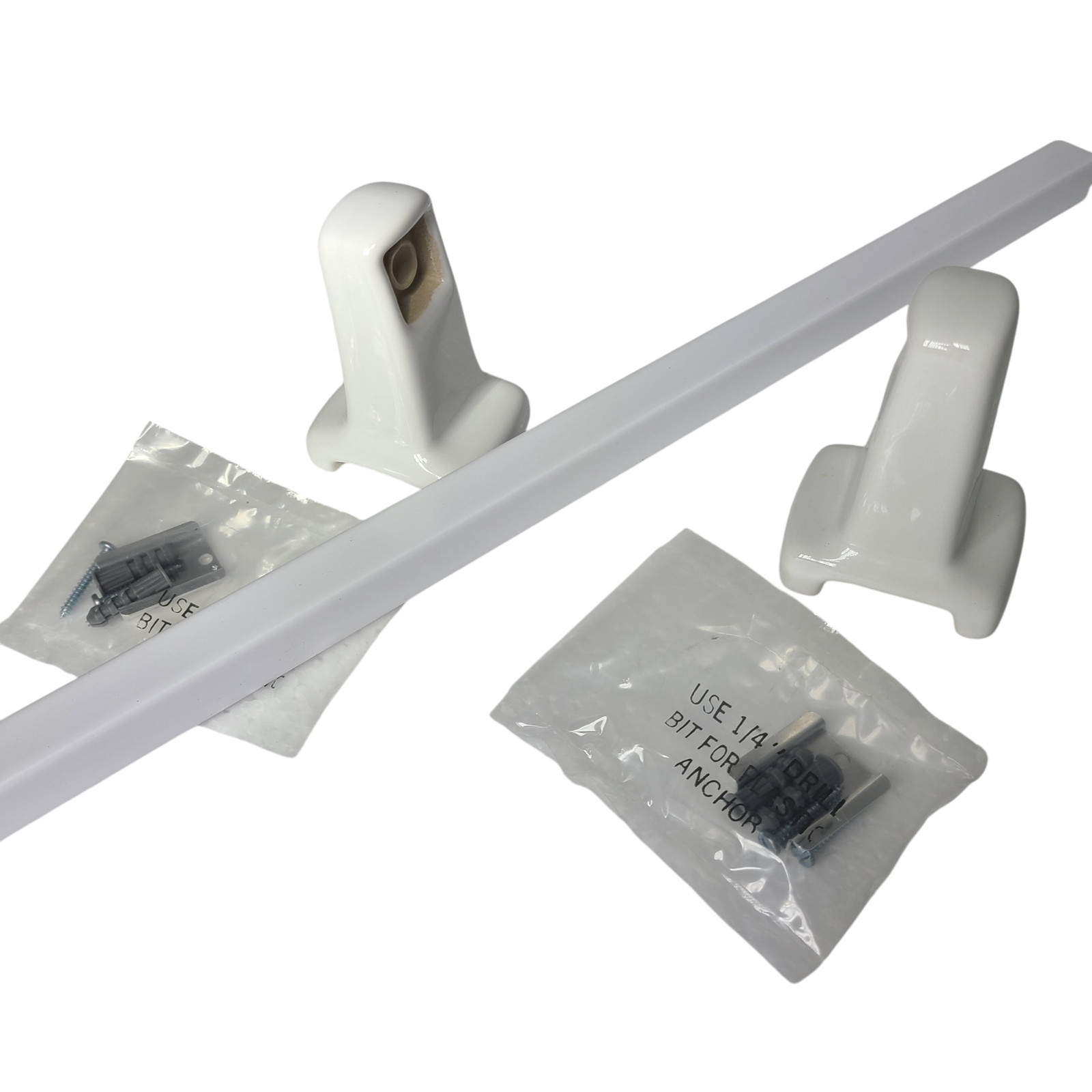 Vintage White Ceramic Towel Bar Rod Rack Post Holders Bracket Screw in Drywall