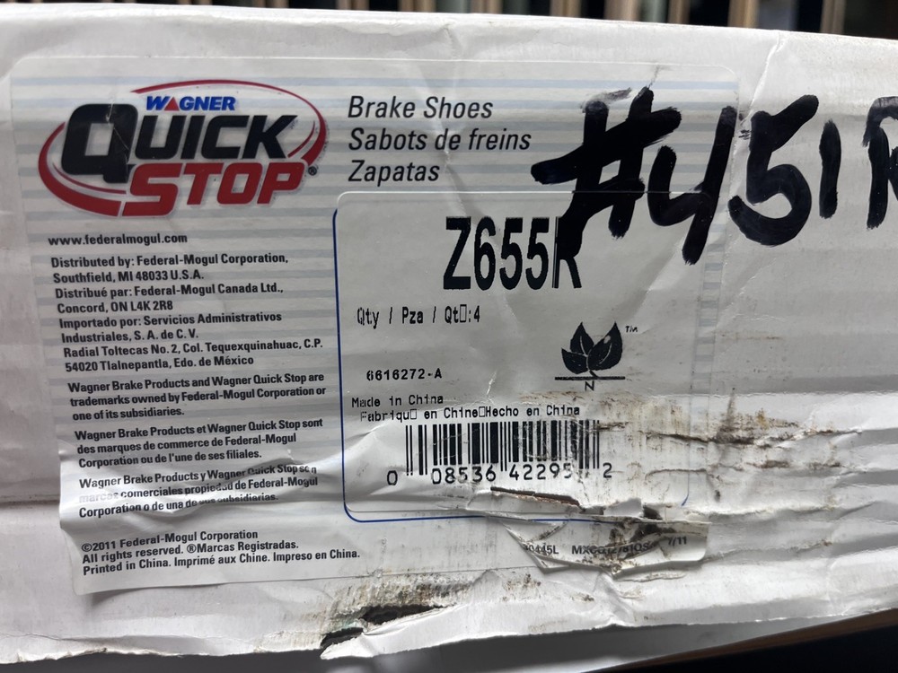 QuickStop Brake Z655R Drum Brake Shoe