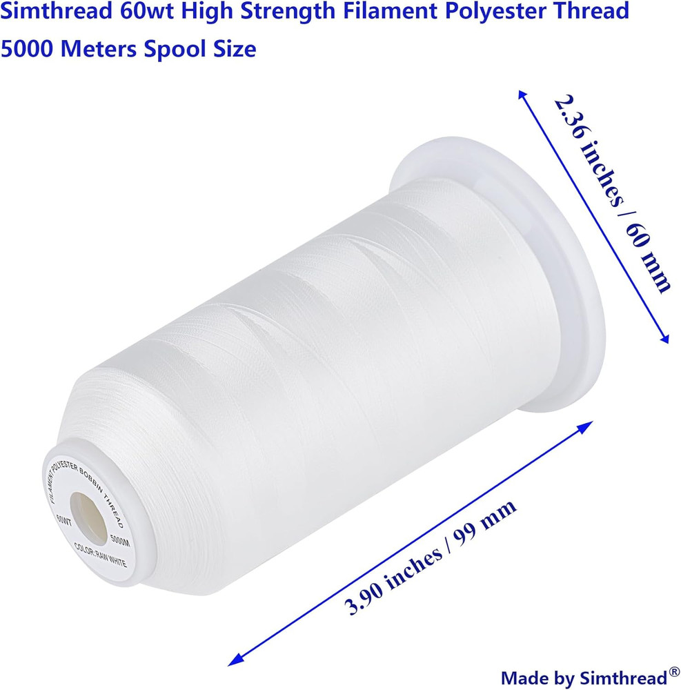 60WT Filament Polyester Bobbin Thread for Quilting 5000M White