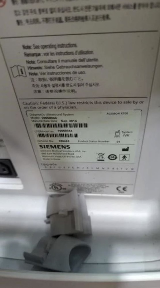 Siemens X700 Ultrasound Machine
