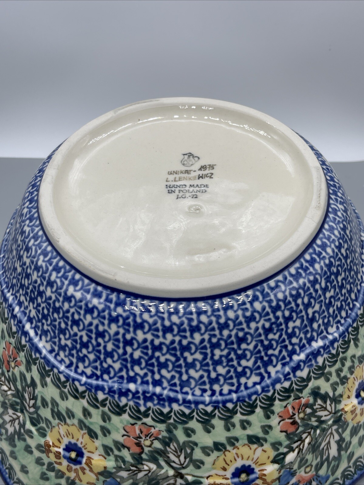 Polish Pottery Unikat L.Lenkiewicz #1975 Tulip Huge 12X5" Scalloped Serving Bowl