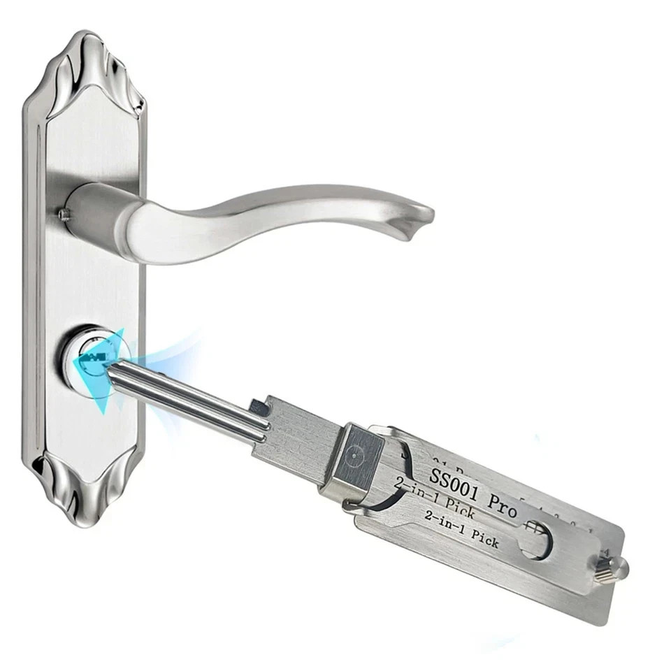 2-in-1 Stainless Steel Key Decoder Portable Precision Hook Pickup Hand Tool 1pcs