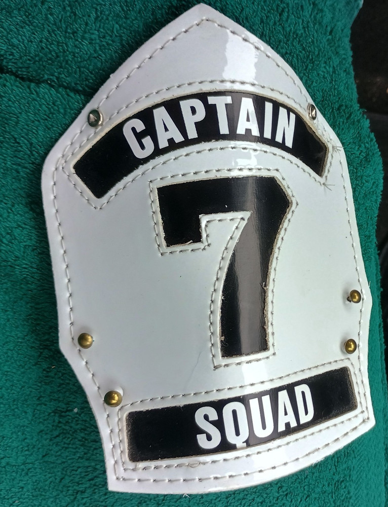 Cairns Fire helmet front piece, Squad 7 fire helmet shield, LUCKY 7