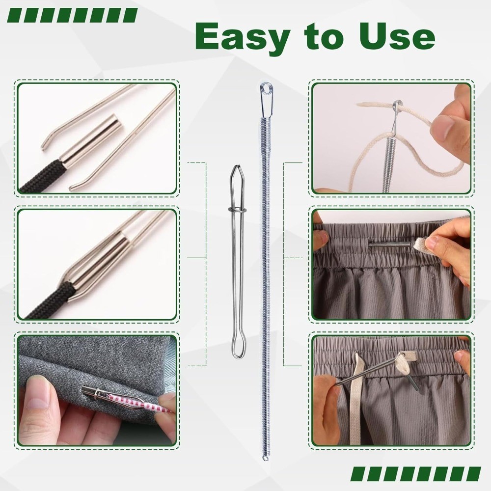 Stainless Steel Drawstring Threader Tool Set 4PCS Long Loop Turner and Short