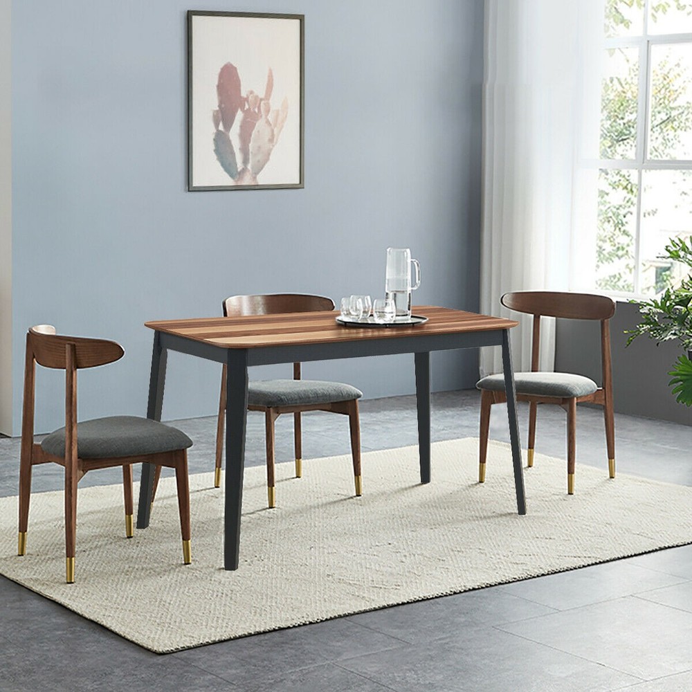 Mid Century Modern Rectangular Dining Room Table w/ Solid Wooden Legs Walnut