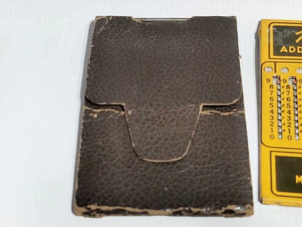 MIDGET ADDING MACHINE Original Case w/ NAIL Stylus GOOD WORKING CONDITION