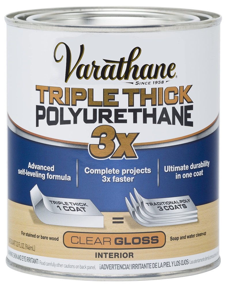 Varathane Triple Thick Polyurethane Gloss Varnish One Coat Interior  Quart