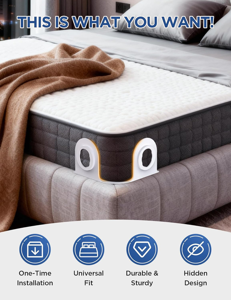 Bed Sheet Grippers - Corner Holders for Fitted Sheets, Easy Installation