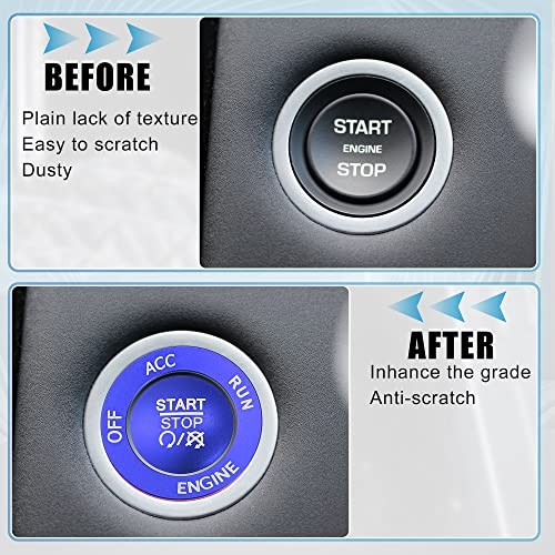 Engine Start Stop Button Cover Kit One Click Push Start Button Trim Blue