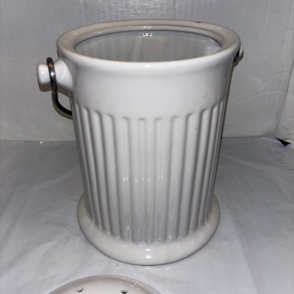 Norpro, White ,Ceramic Compost Keeper, One Size 10.5"x8"