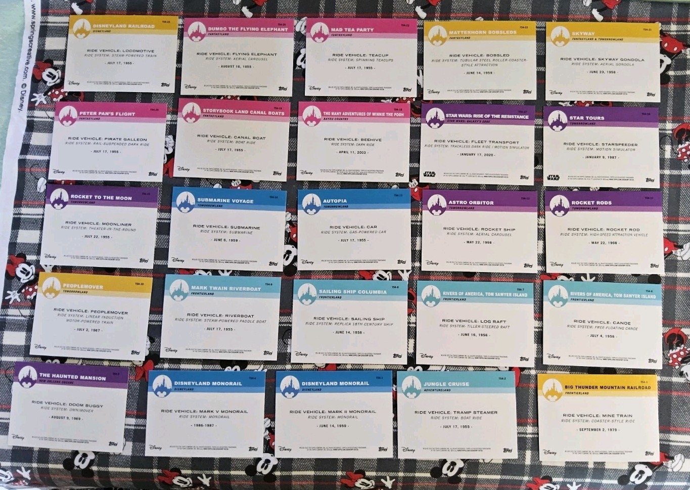 2025 Topps Disneyland 70th Anniversary -1954 On Wheels- Complete 25 Card Set