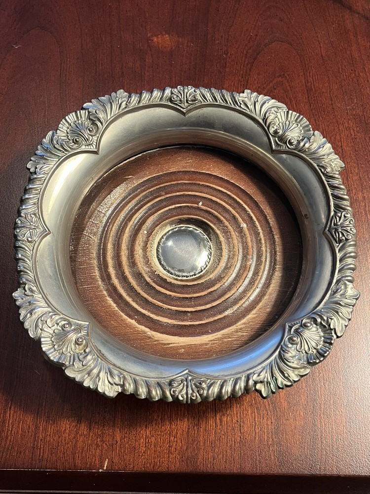 Vintage Silver Plate Champagne/Wine Bottle Coaster Signed