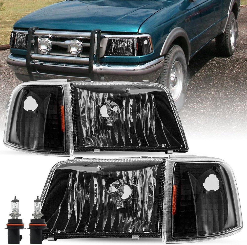 Headlight Assembly Replacement for 1993-1997 Ford Ranger Headlights + 4 PCS Corn