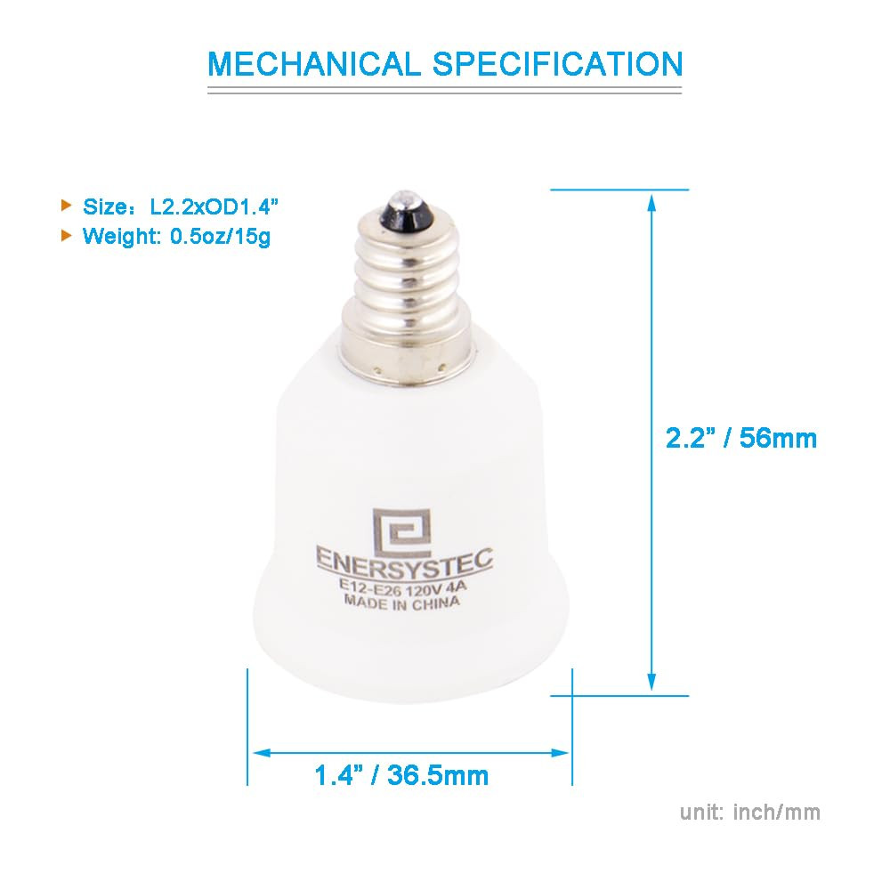 E12 to E26 Converter - Chandelier Light Socket to Medium E26/E27 Adapter, Can...