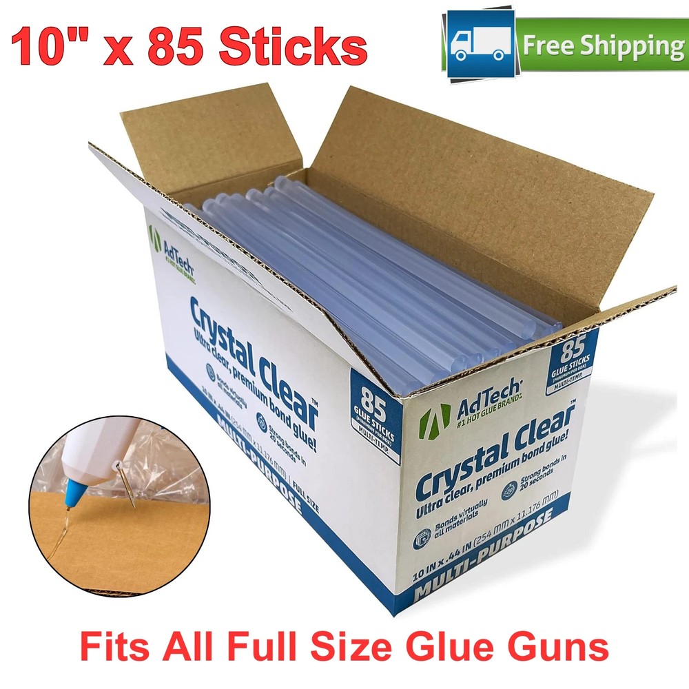 Full Size Hot Glue Sticks 10", Clear, Multi Temperature,Quick Bonding, 85 Sticks