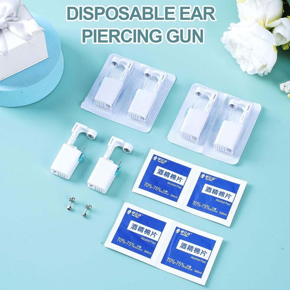 12PCS Ear Piercing Kit, Disposable Self Gun Kit with Studs...