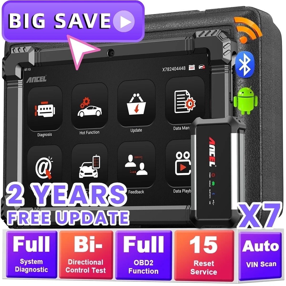 ANCEL X7 OBD2 Scanner Bluetooth Diagnostic Bidirectional ECU Coding DPF TPMS OIL