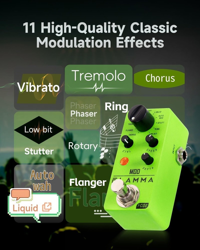 Durable Mini Modulation Pedal with 11 Essential Effects for Creative Sound