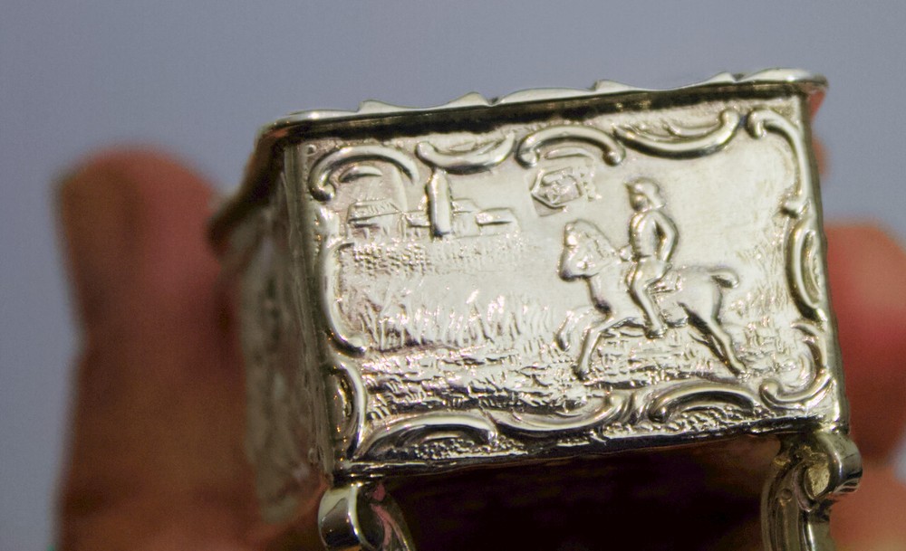 Solid silver antique Dutch decorative box dish pot