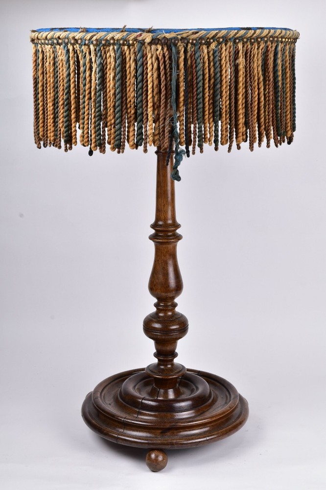 Antique Walnut Side Table with Micro Beaded Top Hand Needlework