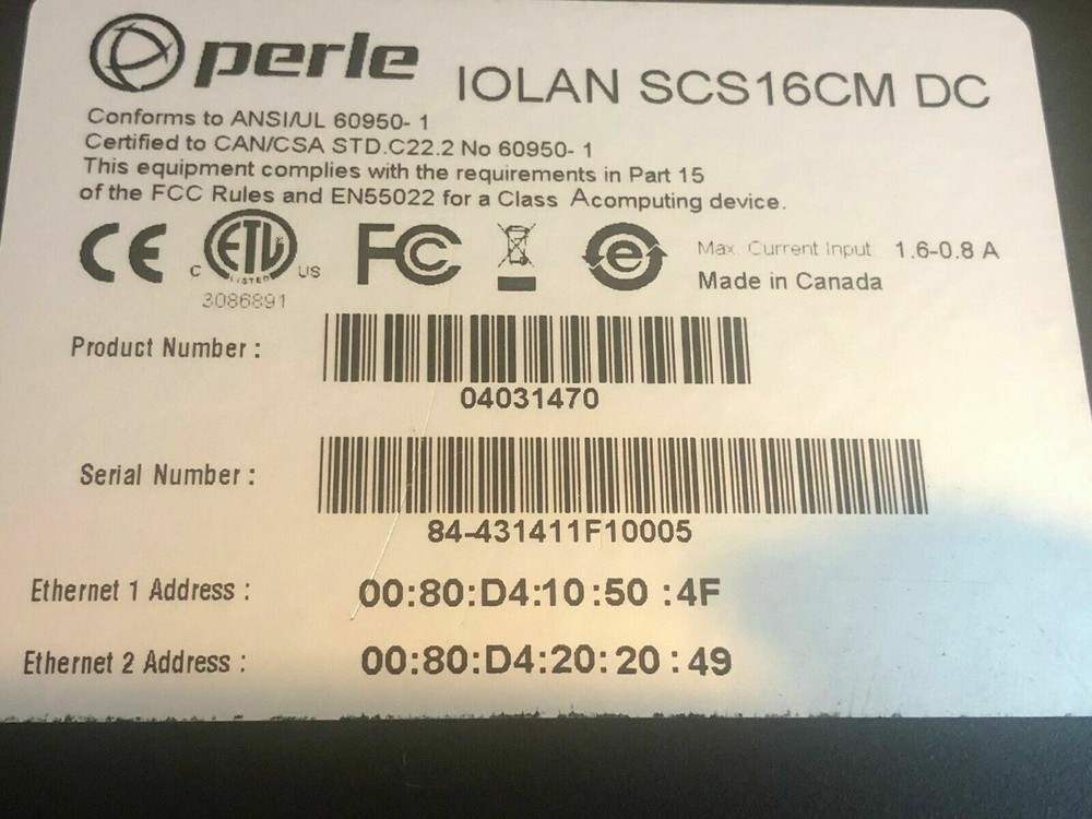 Perle IOLAN SCS16CM DC Console Server 04031470