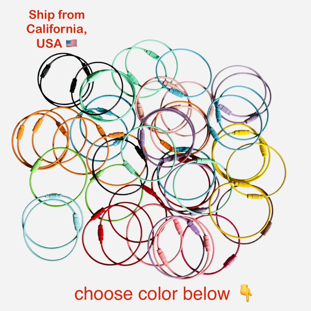 1 Pack - Wire loop Painted Stainless steel Luggage Multipurpose Key Ring Chain