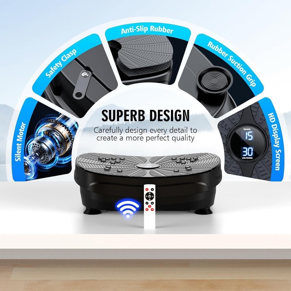 Vibration Plate Exercise Machine, PBYRD Portable Full Body Vibration Platform...