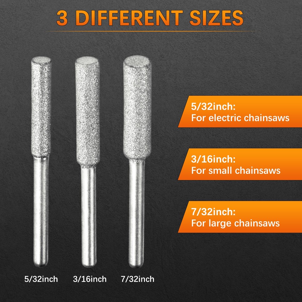 Chainsaw Sharpener with Box [18pcs] - Chainsaw Sharpening - [Silver- 5/32 Inch]