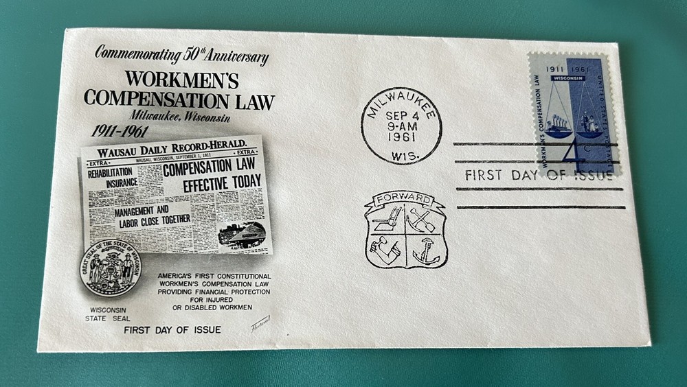 Commemorating 50th Anniversary Workmen Compensation 1961 First Day Cover Stamp