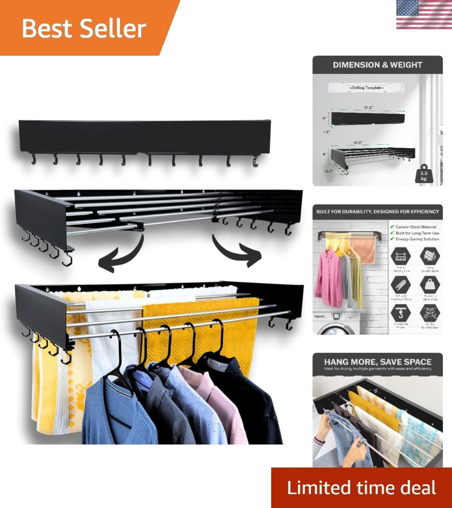 Retractable Clothes Drying Rack – Easily Install & Foldable for Small Spaces