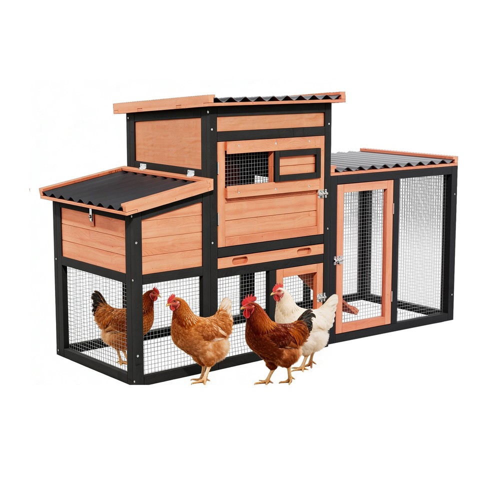 Wooden Chicken Coop with Nesting Box,Chicken Brooder with Openable Roof Window