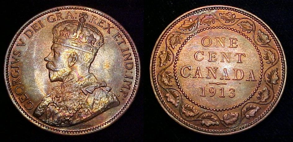 CANADA 1913 Large Cent Ch RB UNC