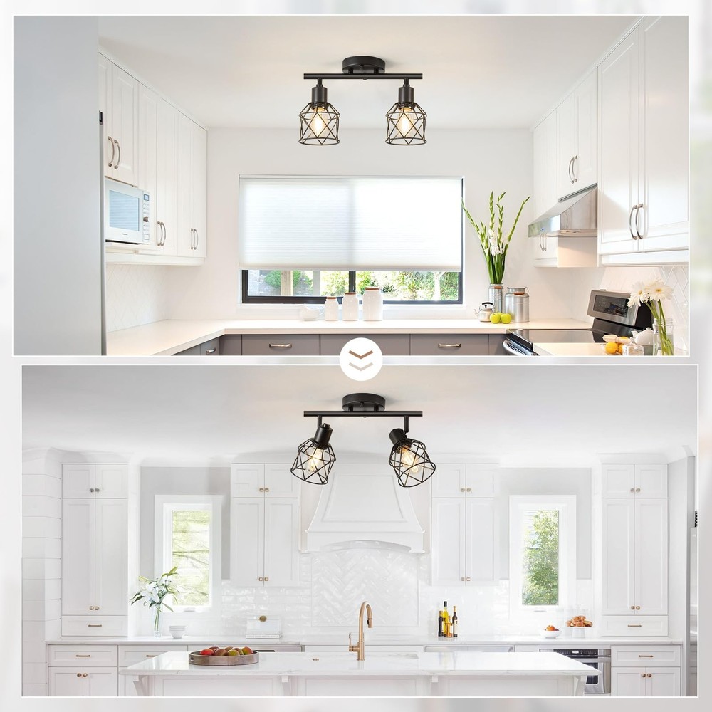 2-Lights Kitchen Track Lighting, Adjustable Multi-Directional Ceiling Light F...
