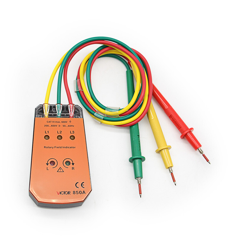VICTOR 850A Three-phase AC Phase Sequence Meter Phase Meter Checker Meter #