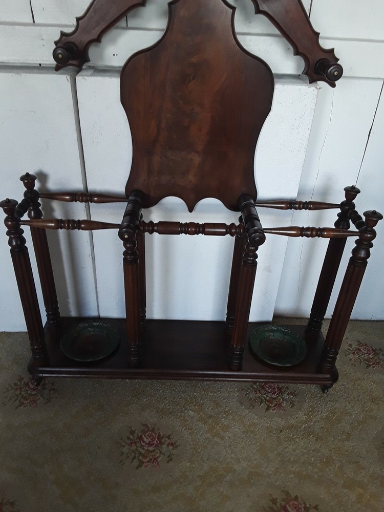 Antique Walnut Hall Rack Umbrella Stand