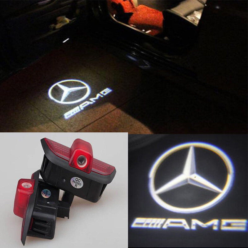 2x LED AMG HD Laser Door Courtesy Lights For Benz W204 C-Class 2008-2014 White