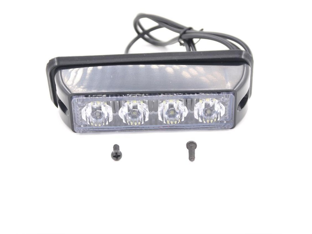 4LED 4W Emergency Vehicle Deck Dash Grille Strobe Warning Light White Amber