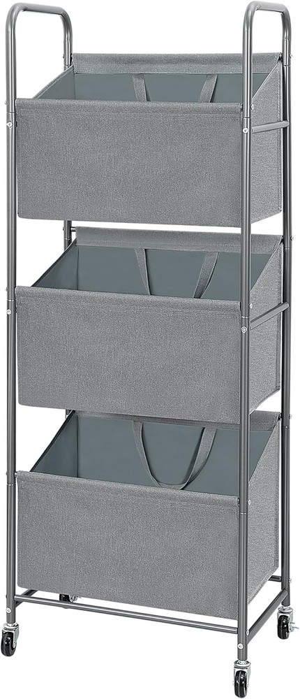 3-Tier Vertical Rolling Laundry Hamper W/ Removable Bags 120L Stackable Laundry