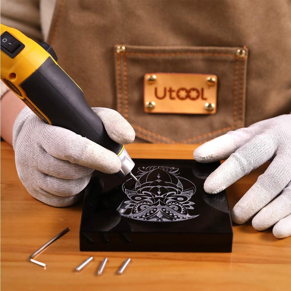 UTOOL Engraver Pen with Letter/Number Stencil, 1 + 4 Bits + 3 Stencils