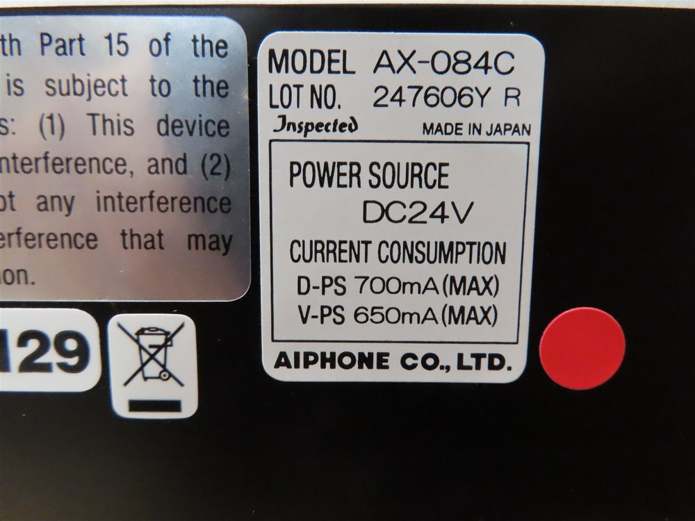 Aiphone AX-084C Central Exchange Unit 8-Door Master AX Video Intercom System